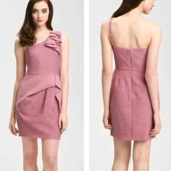 BCBGMaxAzria Audrey One Shoulder Dress Size 4 Dusty Rose Formal Cocktail Party - Picture 1 of 11